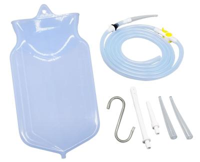 China Coffee Enema Bag Kit SHENGDAO Household Gasket Tools Clear Medical Enema Rinse Bag Coffee Silicone Hose Kit Enema Bag for sale