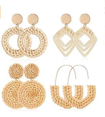 China Kaimei FASHIONABLE 2023 New Bohemian Shell Drop Dangle Earrings for Women Handmade Rattan Knit Summer Earings for sale