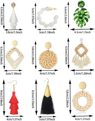 China European and American trend FASHIONABLE irregular net red red eardrop retro ornaments bohemian geometric braided wooden earrings for sale