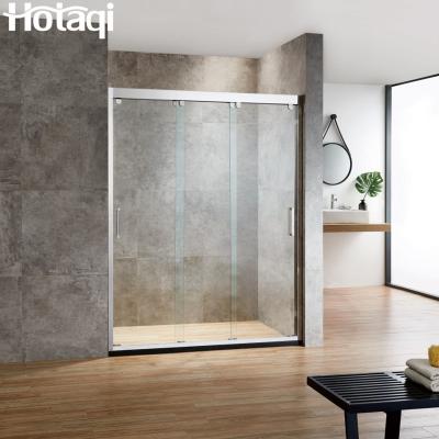 China Modern Triple Slinding Door with 10mm Tempered Glass Shower Enclosure Stainless Steel Frame Big Openning Width for sale