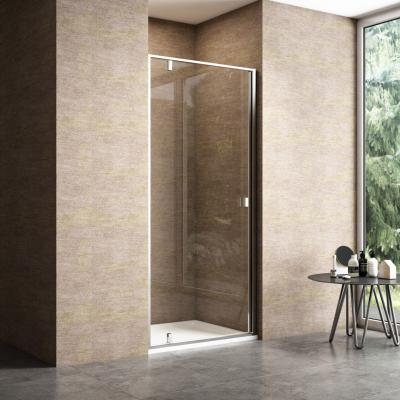 China Modern Pivot Shower Door with Aluminum Frame 6MM Tempered Clear Glass Economic Shower Cabin Shower Screen for Indoor Use for sale