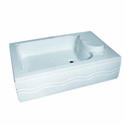 China Modern Hotaqi Modern design acrylic anti-slip rectangle base  bath shower tray with elevated bath seat for sale