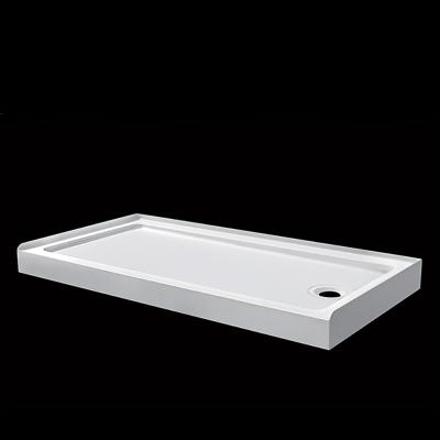 China Modern Hotaqi factory 152*81 anti-slip acrylic three side high threshold pre-sloped base drain Shower Tray for sale