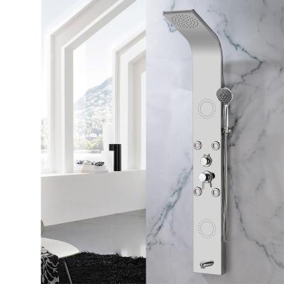 China Without Slide Bar Hotaqi multifunctional white finish stand set jet steam massage led shower panel for bathroom for sale