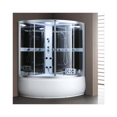 China Computer Control Panel Hotaqi classic white framed transparent glass wet Steam enclosed sauna room with massage bathtub for sale