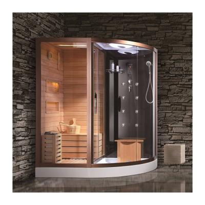 China Computer Control Panel Wooden Sauna Room Factory  Dry and Wet Steam Together Tempered Glass Luxury Steam Shower for sale