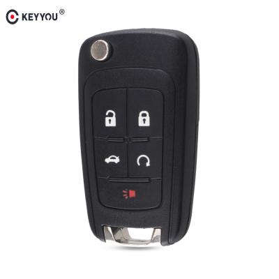 China ABS KEYYOU 5 Buttons Flip Folding Remote Car Key Shell For Chevrolet Cruze Epica Lova Camaro Impala HU100 blade for sale