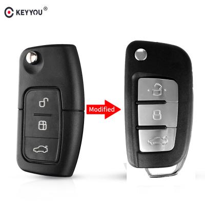 China KEYYOU Flip Folding Remote Car Key Cover Case FOB For Ford Fiesta Focus 2 Ecosport Kuga Escape C Max Ka 3 Buttons HU101 Blade 517# for sale