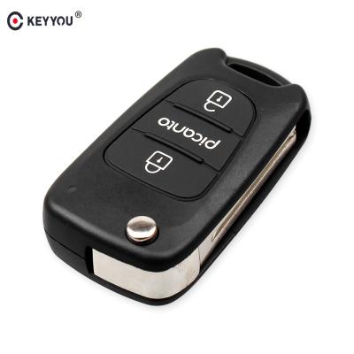 China KEYYOU New 3 Button Plastic Flip Folding Remote Key Shell For KIA Picanto Remote Key Case Fob Free Shipping for sale