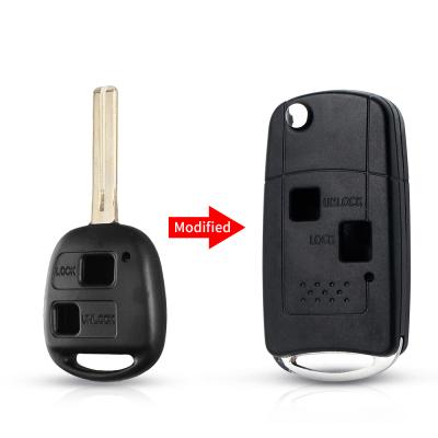 China ABS KEYYOU Flip Folding Remote Car Key Case Fob For LEXUS IS200 IS300 LS400 LS430 Key Shell 2 Buttons for sale