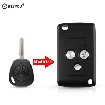 China KEYYOU Plastic 3 Button Modify Shell For LADA Priora Niva Vaz Granta Samara 2108 X-Ray FOB Flip Folding Remote Car Key Replacement Case for sale