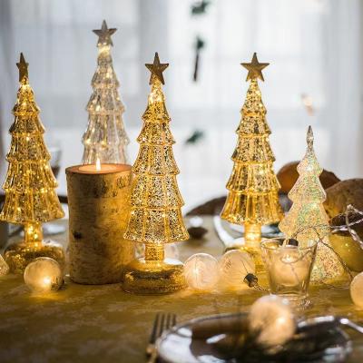 China China Wholesale White Glass Christmas Table Top Decoration LED Lights Christmas Tree Decoration for sale