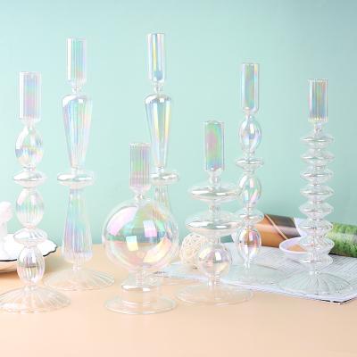 China Home Cheap Transparent Diameter Factory Price Decoration Glass Candlestick 9cm Diameter For Home Decoration for sale