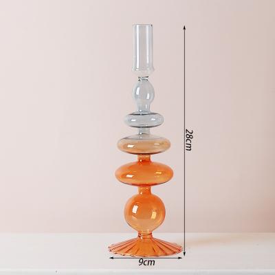 China 23cm Home Orange Glass Candlestick Candlestick High Sense Design Decoration Dinner Decoration for sale