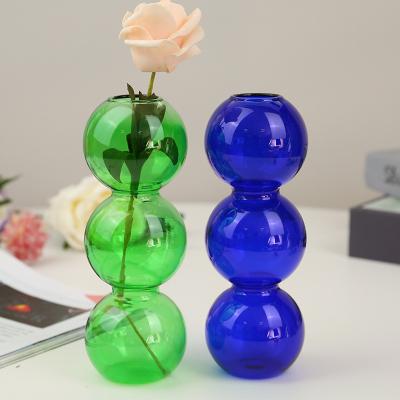 China Modern Clear Rustic Style Flower Arrangement Garden Cylinder Bubble Glass Vase for sale