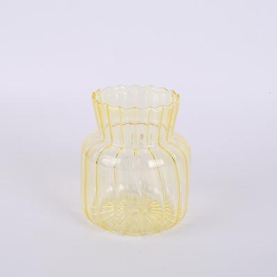 China 2023 modern new creative handmade glass vase around pink hydroponic glass vase for sale