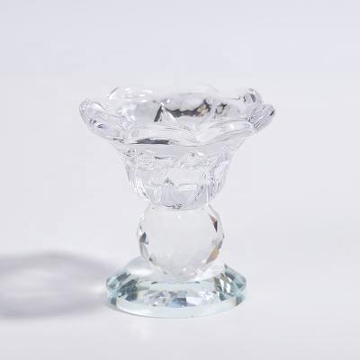 China art & Hot Selling Collectable Polished Crystal Candlesticks Glass Tealight Holder For Table Decor for sale