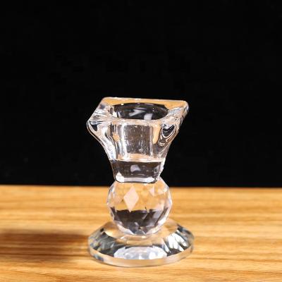 China art & Manufacturer Crystal Glass Candlestick Small Table Candle Holder Collectable Bedroom Decor for sale