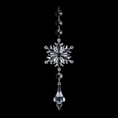 China Christmas Decor Christmas Snowflakes Wholesale Acrylic Suncatcher Chandelier Prism Ornament Hanging Pendant Gift for sale