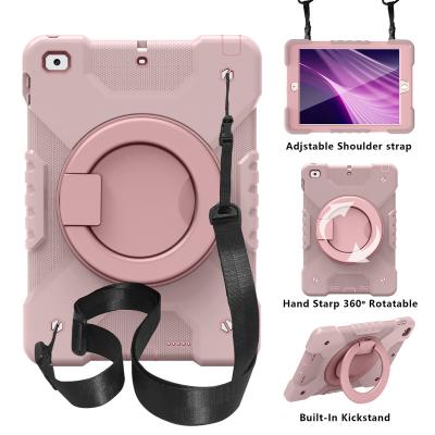 China Rugged Heavy Duty Silicon Tablet Case For iPad 9.7 Inch With 360 Rotation Hand Strap Child Proof Silicone Case Cover for sale