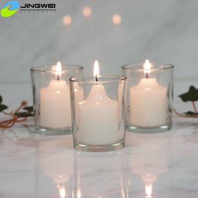 China ECO-frendly White Clear Glass Wedding Table Decoration Votive Wax Candle for sale