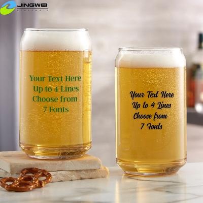 China 16 Ounce FILE Label Personalized Printed Craft Beer Can Glass Alcohol Tumbler Pint Cups for sale