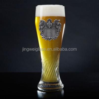 China Beer 14oz Personalized German Pilsner Swirl Glasses Swirl Twisted Beer Glass Weizenbier Glass for sale