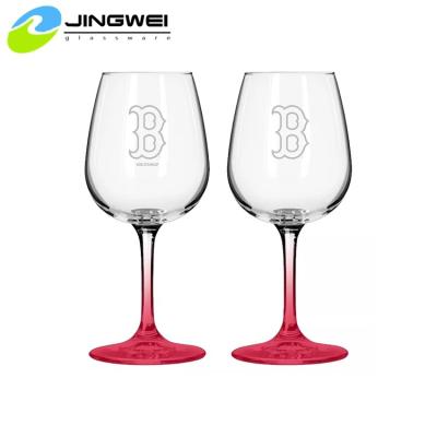 China FILE 15 oz. Hotsale Custom Etched Sublimation Wine Glass Vintage Etched Glassware Colored Glassware for sale