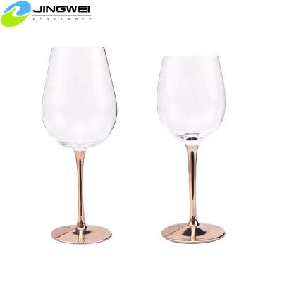 China Kitchenware 11 Oz Copper Plated Stem Wine Glasses Stemmed Tall Cocktail Glass Goblet Stem Glassware for sale