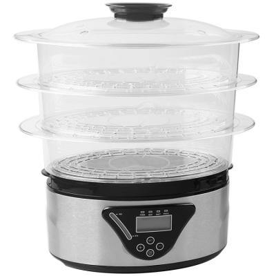 China Auto Off 3 Layer Plastic Food Steamer Home Folding Portable Electric Food Steamer for sale