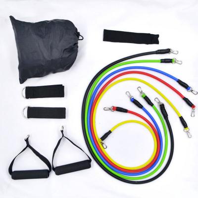 China High Elasticity Hadley Resistance Band Set 11 Pieces With Exercise Tube Door Anchor Ankle Straps Carry Bag And Instruction Booklet for sale