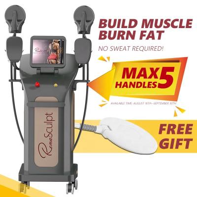 China 2021 Newest Weight Loss 10 Tesla 4 Handles Simultaneously Work Loss Weight Muscle Building EMS Sculpting Machine Emslim for sale