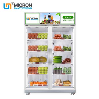 China Smart metal micron double door fresh fruit vegetable refrigerator vending machine for sale in micron market for sale