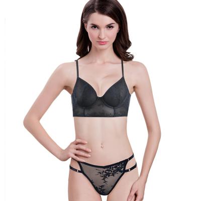 China 2021 OEM ODM strapless bra women underwear antibacterial sexy lingerie bra and brief mesh bra panty set set for sale