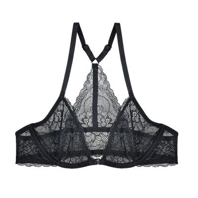 China Limei Clothing OEM ODM Antibacterial 2021 Women Plus Size Bustier Lace Bra Sexy Black Lingerie Bridal Bra for sale