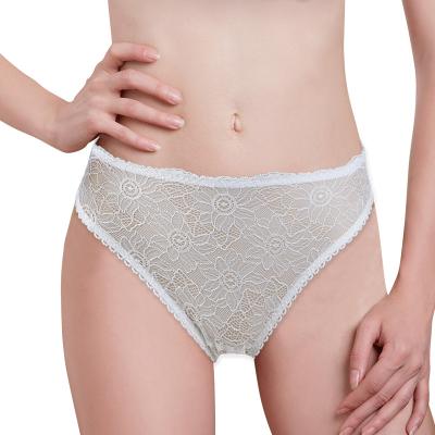 China Antibacterial Customize High-waist Ladies Floral Lace Panties Women Lace Up Cheeky Briefs High-cut Underwear Panties for sale