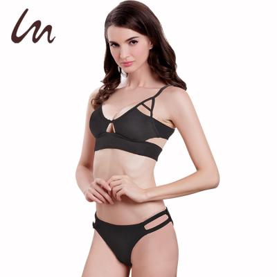 China Wholesale Hot Sexy School Girl Black Bikini Beach Wear Anti-UV for sale