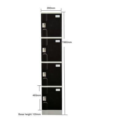 China 4tiers Plastic School Black Color Cabinet Padlock Lockers for sale