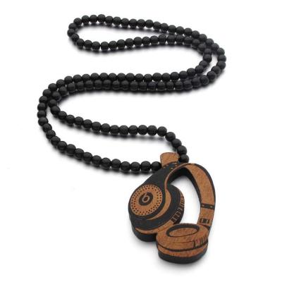 China FASHIONABLE wooden pendant necklace goodwood helmet hip-hop style hip-hop necklace hiphop necklace for sale