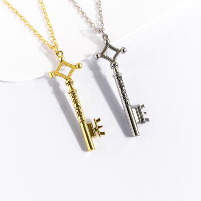 China FASHIONABLE Attack on Titan Allen Key Shape Monogrammed Simple Key Necklace Gold Color Pendant Necklace for sale