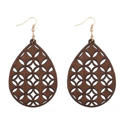 China New Trendy Trendy Wood Hollow Out Color Printed Earrings for sale