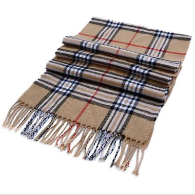 China Double Sided Wool Plaid Tassel Scarf Cashmere Plaid Scarf for sale