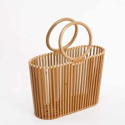 China Eco-Friendly Oval Bamboo Basket Root Bamboo Handle for sale