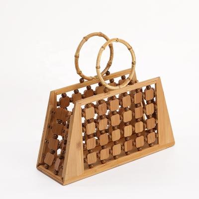 China Fashion Eco-Friendly Design Trapezoidal Bamboo Gift Bag With Root Bamboo Handle for sale