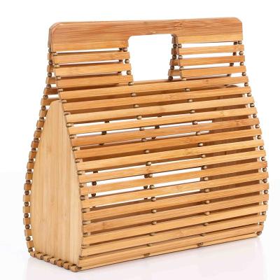 China Eco-Friendly Handmade Hollow Out Bamboo Tote Handbag Large Size for sale