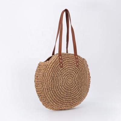 China Straw Hand Bag Eco-friendly PU Paper Handle for sale