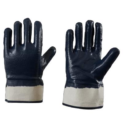 China Oil Proof Heavy Duty Jersey Coating Blue Nitrile Coated Oil Resistant Hand Gloves for sale