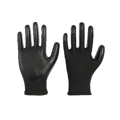 China Anti-slip Black Polyester Factory Directly Nitrile Gloves for sale