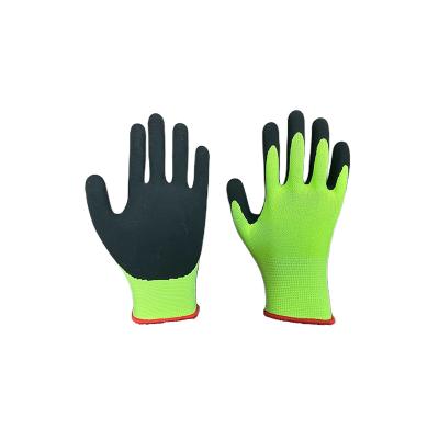 China Manufacturer Polyester Industrial Safety Wrinkle Anti-Slip Latex Dipped Work Gloves for sale