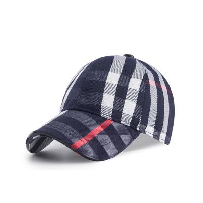 China New fashionable unisex striped baseball cap wholesale COMMON plaid baseball hats for sale